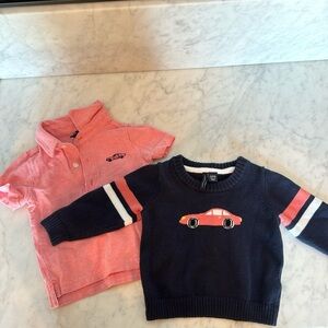 Baby boy Car print polo and sweater
